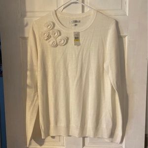NWT Van Huesen Ivory crewneck Sweater Med